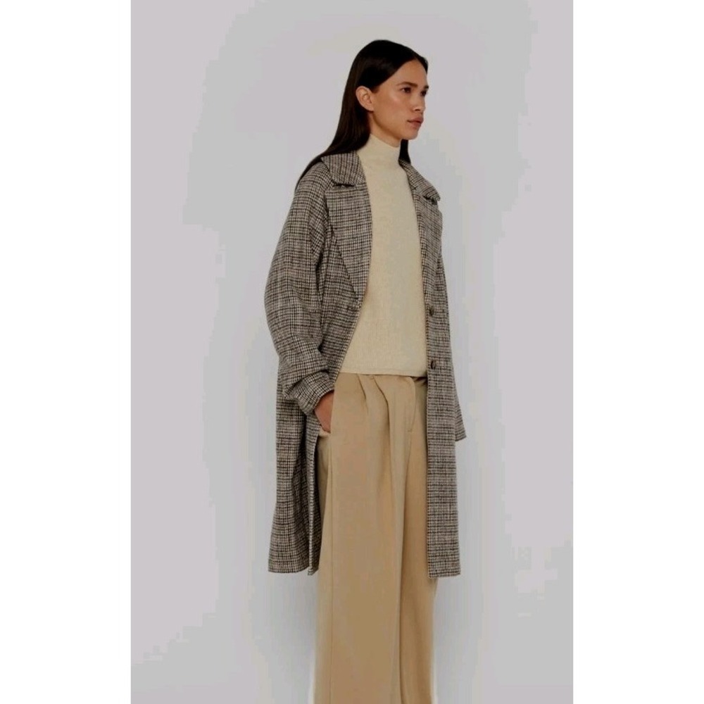 Oak  + Fort Women's Houndstooth Coat Sz M Oversized Touch Of Wool Business